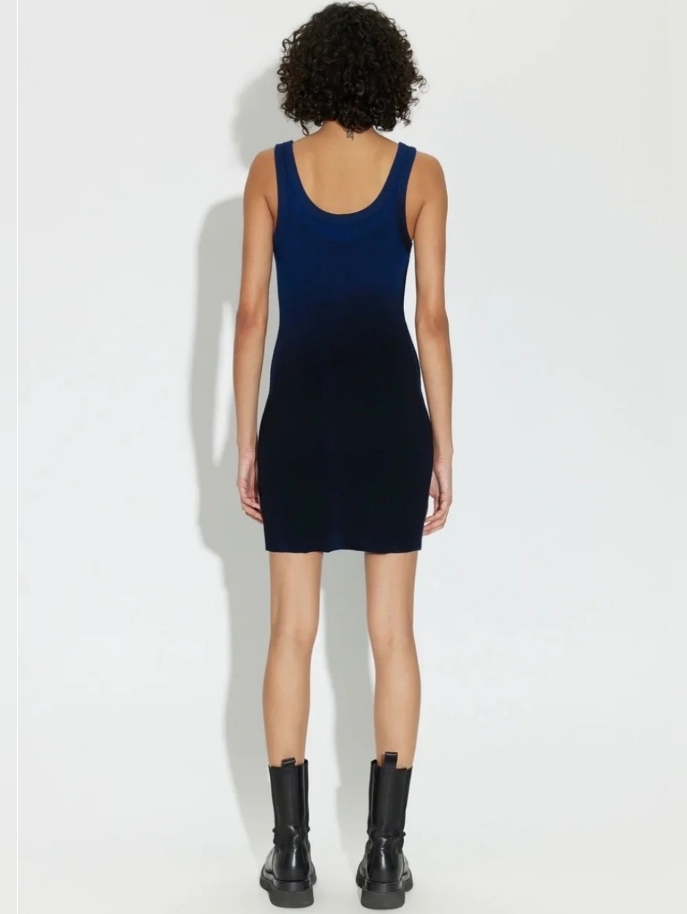 Cotton Citizen Verona Blue Arctic Ribbed Tank Dress Size Small Black Ombre Edgy - Picture 12 of 16
